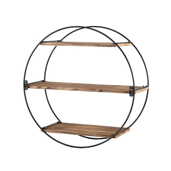 Floating Wall Shelves Brackets Round 3 Tiers Display Diy Wall Mount Rack Carousel 1