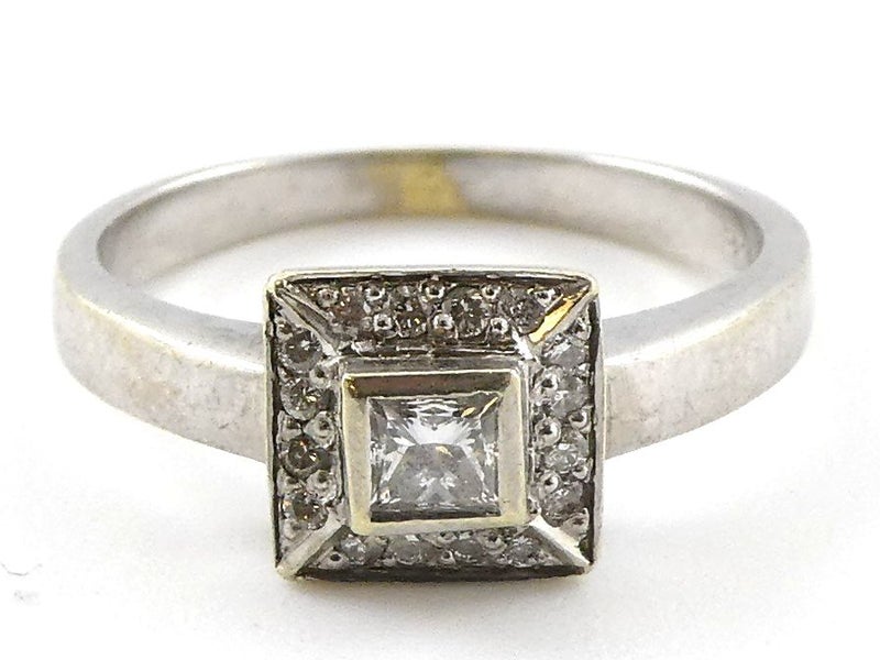 9ct White Gold Diamond Square Cluster Ring set **CLEARANCE** Carousel 1