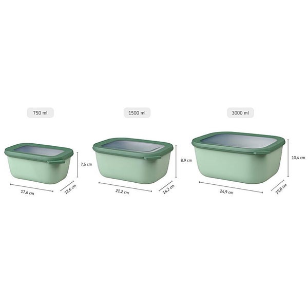 Mepal Cirqula Rectangular Multi Bowl Small 3 Piece Storage Set 3pc | Nordic Whit Carousel 7