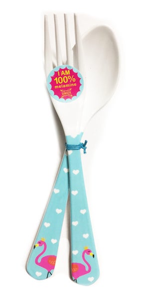 Spoon & Fork Set - Melamine - Flamingo Design Carousel 1