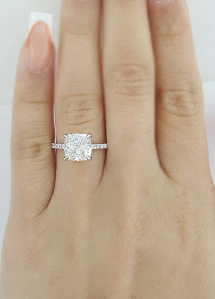 WOW! Platinum 2.79ctw Cushion Cut Diamond Solitaire Engagement Ring Carousel 2