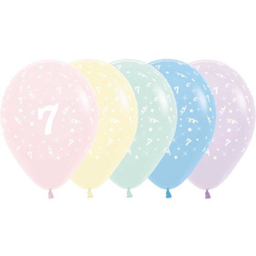 Sempertex 30cm Age 7 Pastel Matte Assorted Latex Balloons, - Pack of 25 Carousel 1