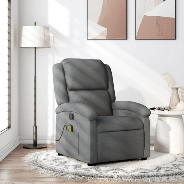 Massage Recliner Chair Dark Grey Fabric Tioila Carousel 1