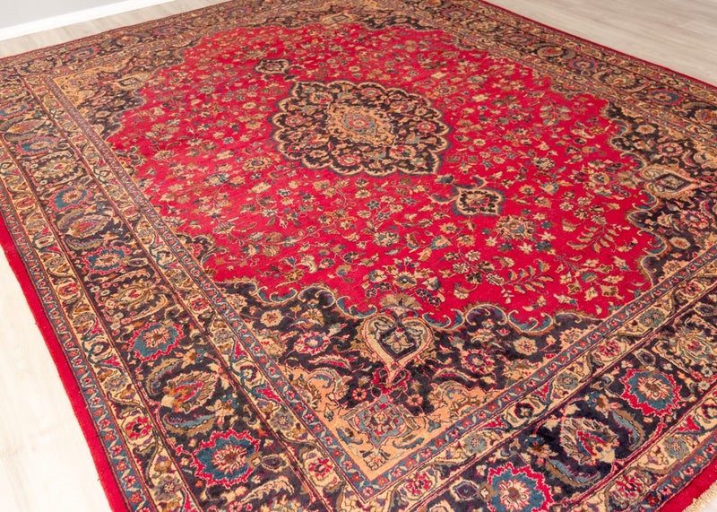Signed Vintage Mashad Hand-Knotted Wool Persian Rug (Size: 300 X 380 CM) Carousel 2