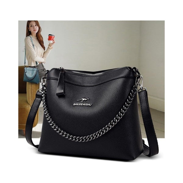 Women's Chain Detailed Messenger Bag-Claret Red Carousel 2