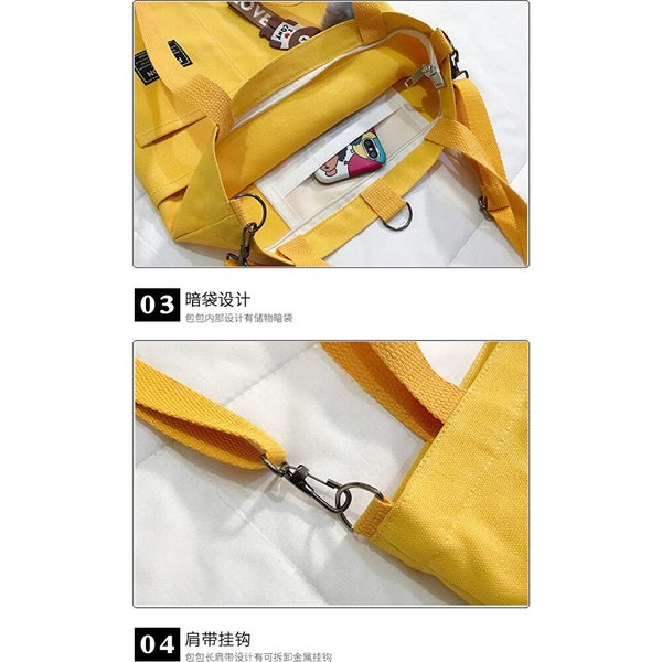 Hong Kong Style Canvas Shoulder Bag Carousel 5