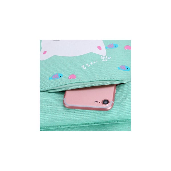 Cartoon Cute Canvas Printed Emoji Cat Four-Piece Backpack Korean School Bag 4-6 Carousel 2