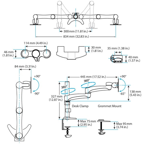 Startech.com Desk Mount Dual Monitor Arm, Articulating, Up To 24" Monitor Carousel 11