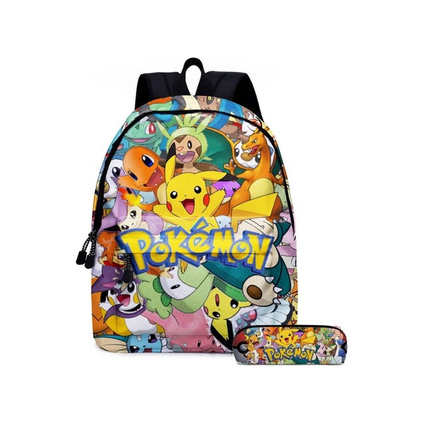 Only Ly Pokemon Patterned School Bag and Pencil Case Multicolor Carousel 1