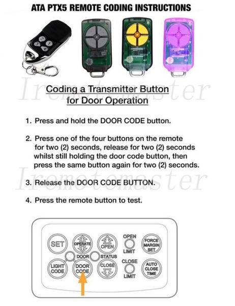 ATA PTX5 V2 TrioCode Garage Door Remote Dominator 5v2 Remote ATA Carousel 3