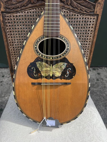 Antique/Vintage Bowl Round Back Wooden Mandolin In Butterfly Inlay Carousel 2