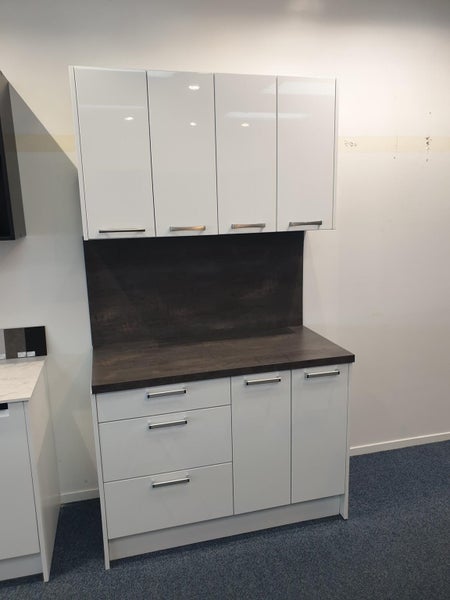 1200mm Kitchenette - White Gloss Carousel 1