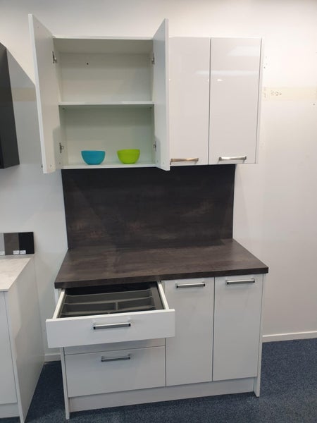 1200mm Kitchenette - White Gloss Carousel 2