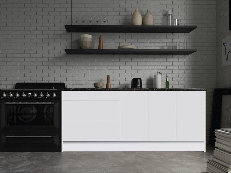 1600mm Wide Kitchenette Naples white glossy Carousel 1