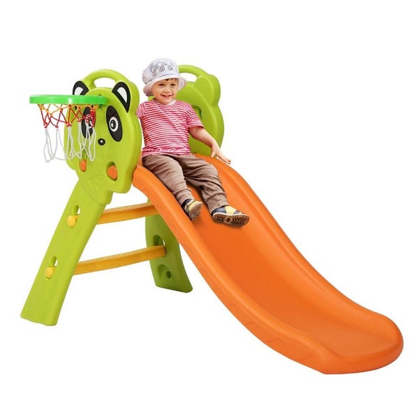 Keezi Kids Slide Basketball Hoop Activity Center Outdoor Toddler Play Set Orange Carousel 1