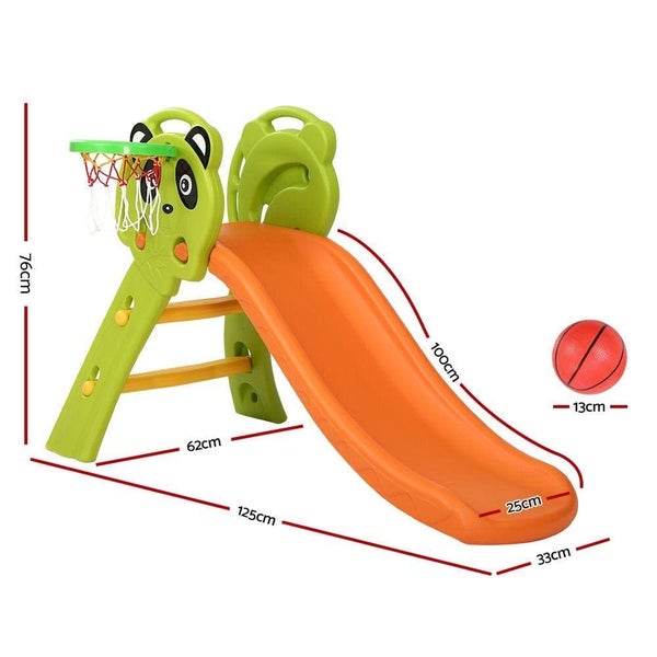 Keezi Kids Slide Basketball Hoop Activity Center Outdoor Toddler Play Set Orange Carousel 2