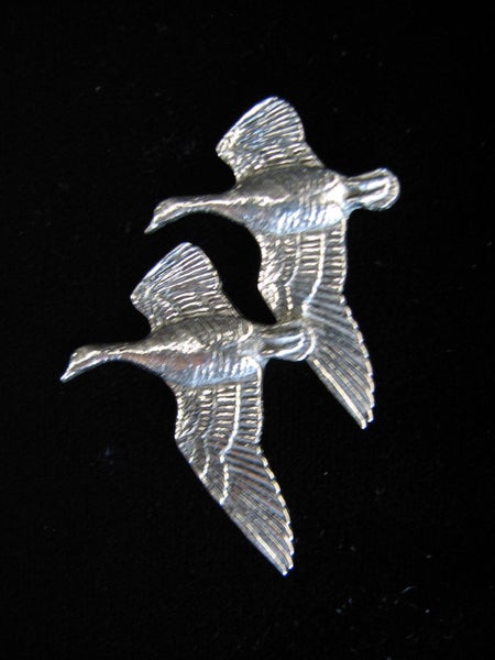 Pair of Ducks Hand cast English Pewter pin Carousel 2