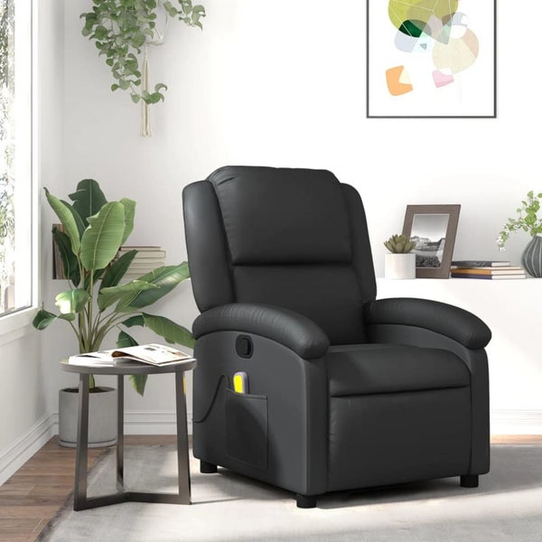 Massage Recliner Chair Black Real Leather Txbpaio Carousel 1