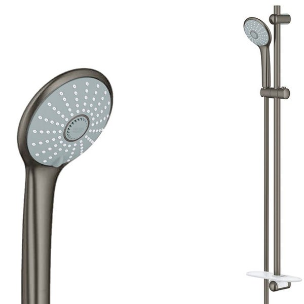 GROHE BRUSHED HARD GRAPHITE SLIDE SHOWER PACKAGE WALL BASIN MIXER Carousel 2