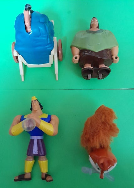 The Emperor's New Groove toys, full set-of-4, out-of-packet (McDonalds 2000) Carousel 1