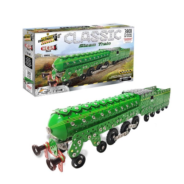 604pc Construct IT Mega Set DIY 3801 Steam Train Toy w Tools Build Kit Kids 8y+ Carousel 2