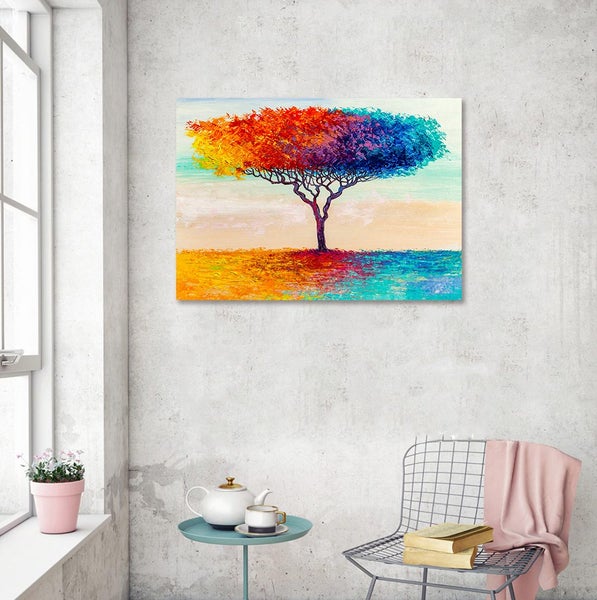 1 PANEL FREE SHIPPING - Large Canvas Print - Rainbow Tree Carousel 2