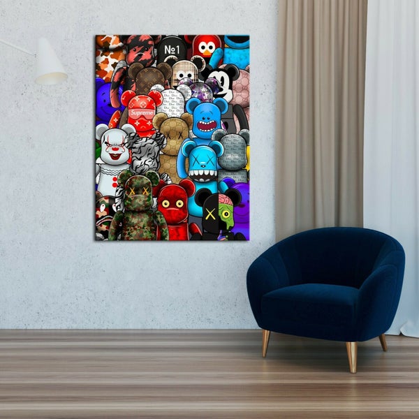 1 PANEL FREE SHIPPING - Large Canvas Print - Kaws62990728261634112
