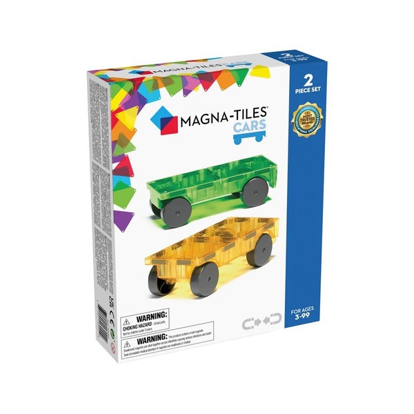 2pc Magna-Tiles Cars Magnetic Construction Toy Expansion Set Green & Yellow 3y+ Carousel 1