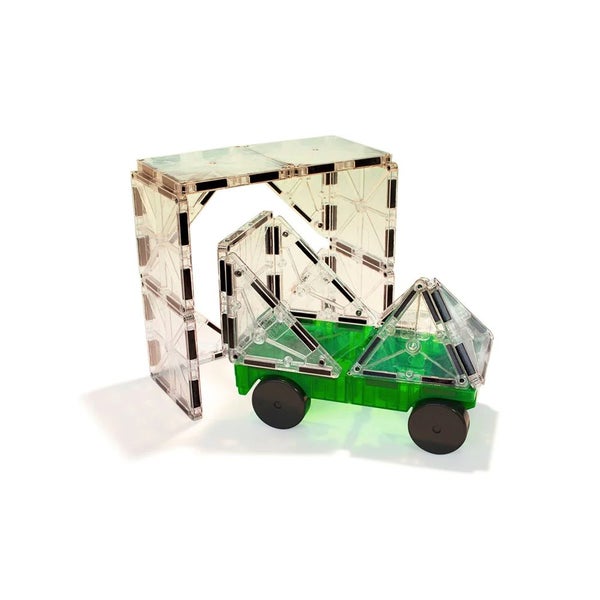 2pc Magna-Tiles Cars Magnetic Construction Toy Expansion Set Green & Yellow 3y+ Carousel 2