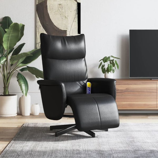 Massage Recliner Chair with Footrest Black Faux Leather Tplpki Carousel 1