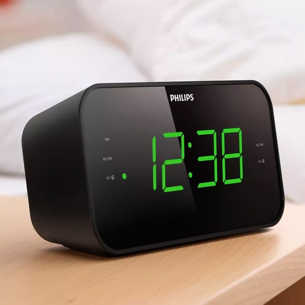 Philips 3000 Series 18cm Digital Clock FM Radio w Dual Alarm LED Display Black Carousel 7