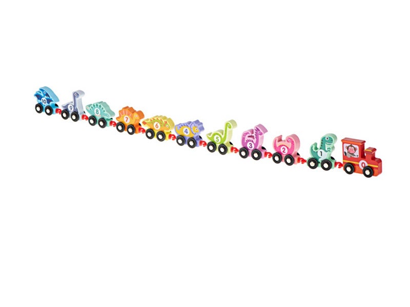 11-Piece Wooden Dinosaur Train Toy Set Toddler Montessori Educational Toy Carousel 6