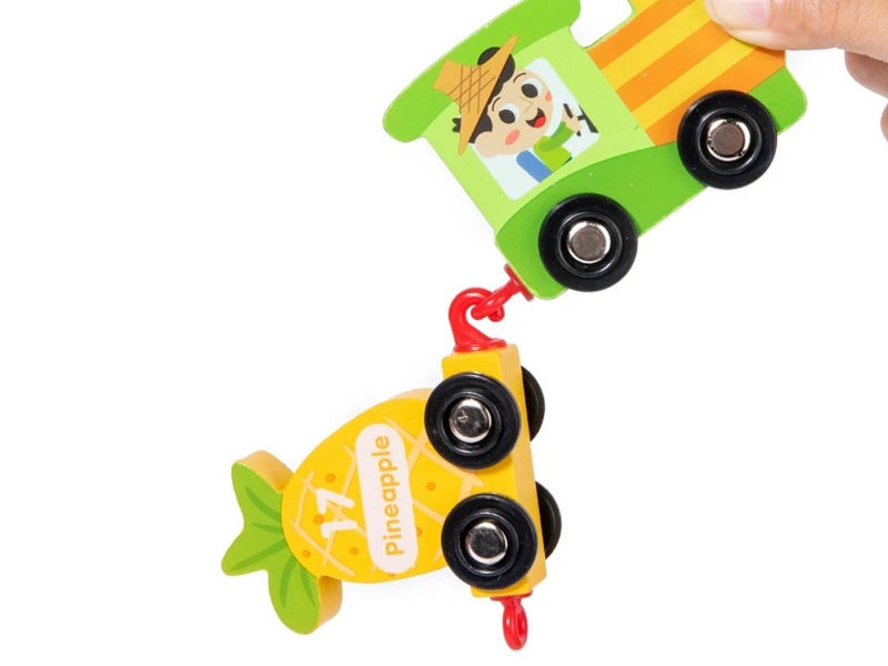 21-Piece Wooden Fruit Vegetable Train Toy Set Toddler Montessori Educational Toy Carousel 5