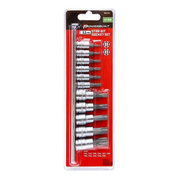 1/4 inch Dr 3/8 inch Dr 11pc Star / Torx Bit Socket Set Carousel 1