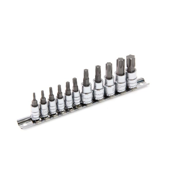 1/4 inch Dr 3/8 inch Dr 11pc Star / Torx Bit Socket Set Carousel 2