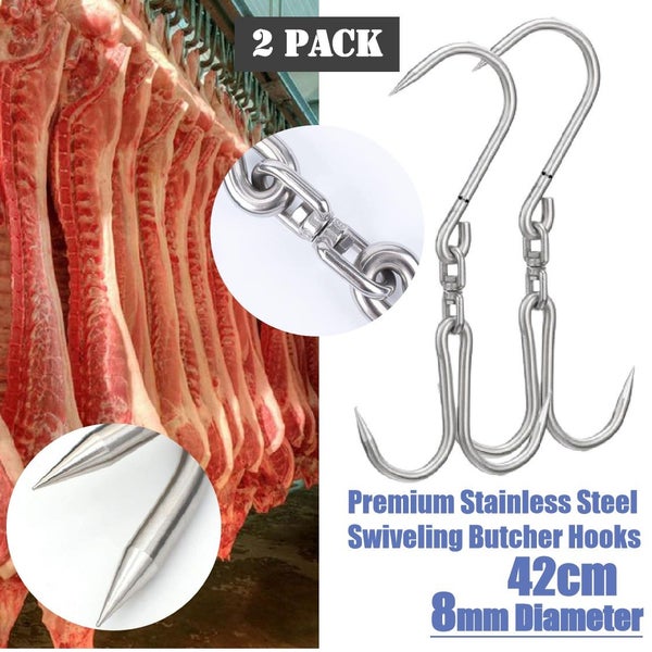 Brand New 2Pack Premium Butcher Meat Hooks Stainless Steel *Clearance* Carousel 2
