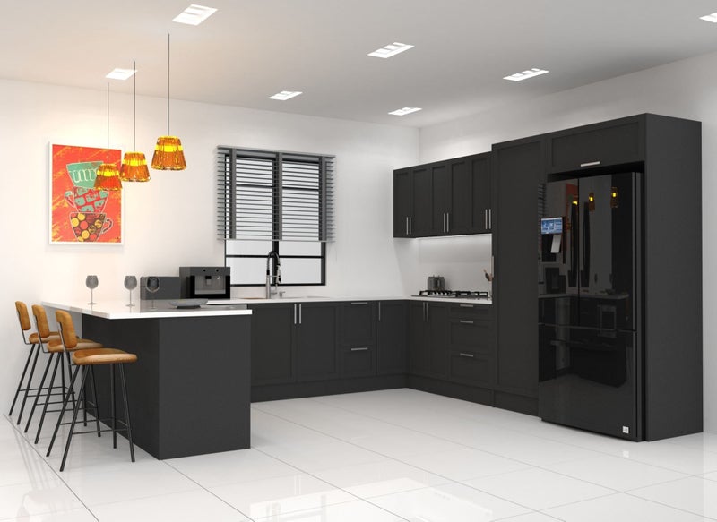 Shaker Style Black Matte Kitchenette with Soft Close Hinges Carousel 1