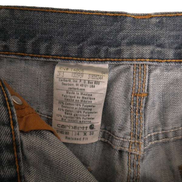 Carhartt Relaxed Fit Distressed Blue Denim Jeans Pants 34 x 30 Carousel 12
