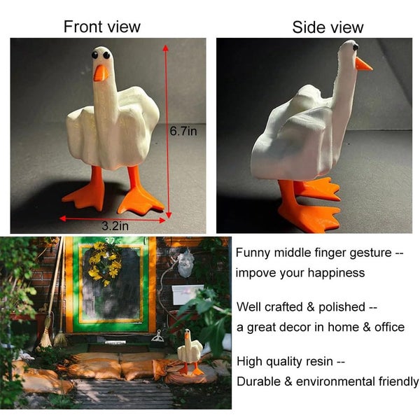 Middle Finger Duck You Figurine Statue for Guys Adults Men Carousel 2