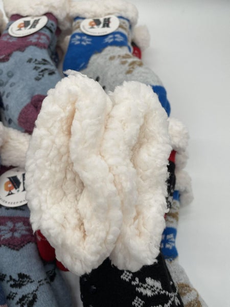 (12 Pairs) GIRLS THERMAL FLEECE- LINED FUZZY COSY SOCKS Carousel 2