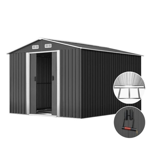Giantz Garden Shed Outdoor Storage Sheds Tool Workshop 2.6x3.89x2.02m with Base Carousel 1