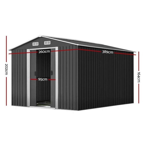 Giantz Garden Shed Outdoor Storage Sheds Tool Workshop 2.6x3.89x2.02m with Base Carousel 2