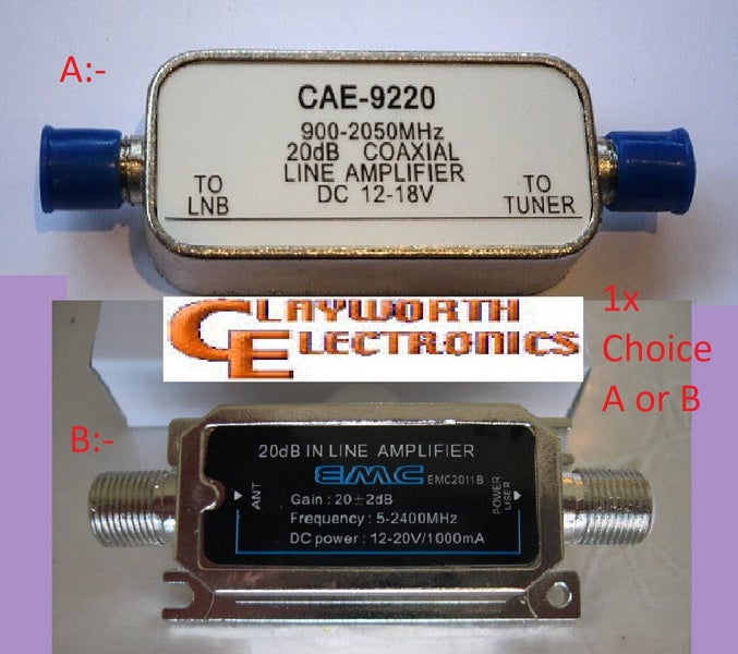 Satellite Freeview Amplifier Amplifier Amp In-Line F 20db STV920LA 1x Choice Carousel 1