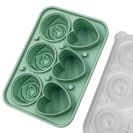 2p Rose Ice Cube Mold, Heart Shapes Ice Cube Tray Silicone Ice Mold Fun Shapes3 Carousel 12