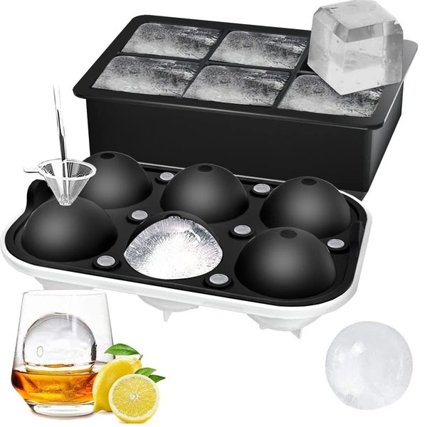 Ice Cube Trays (Set of 2) Sphere Ice Ball Maker with Lid Large Square Ice Carousel 2