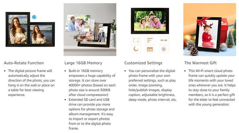 10.1 Inch WiFi Digital Picture Photo Frame IPS Touch Screen Smart Cloud Carousel 2