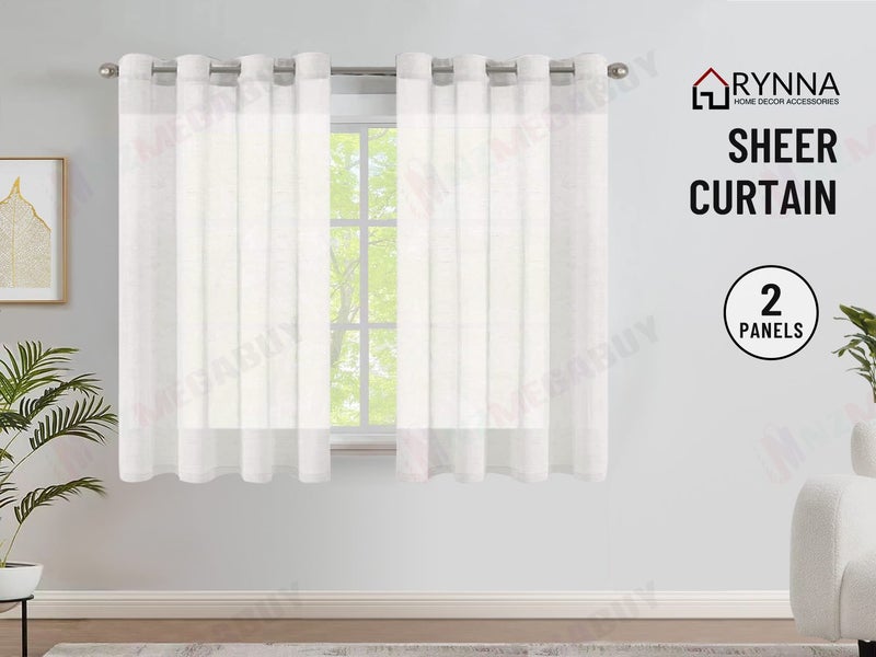 Brand New Sheer Curtain Eyelet *2panels Readymade" White 3 sizes Carousel 1