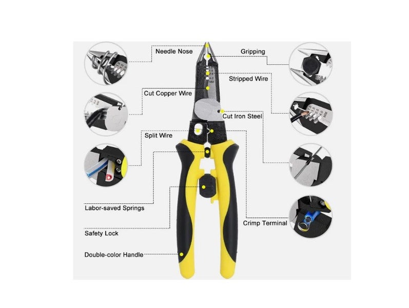 PTN 7in1 Wire Stripper Plier Cable Crimper Cutting Scissor Terminal Tool Cutter Carousel 2