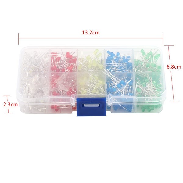 500pcs 3mm LED Light White Yellow Red Blue Green Assortment Diodes DIY Kit Carousel 2