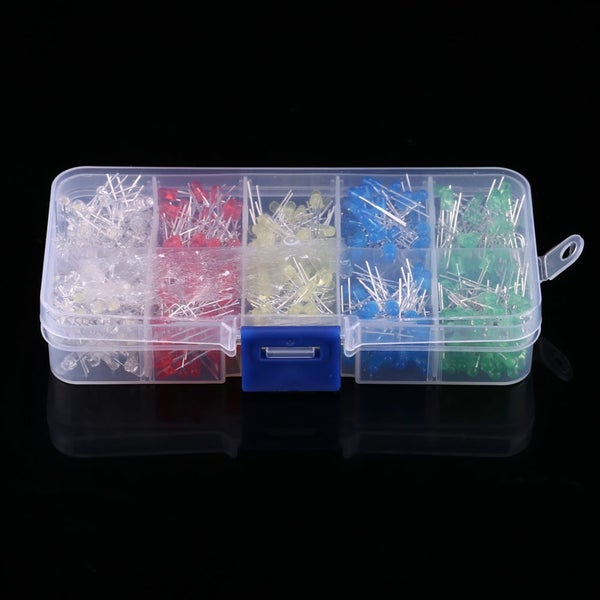 500pcs 3mm LED Light White Yellow Red Blue Green Assortment Diodes DIY Kit Carousel 3